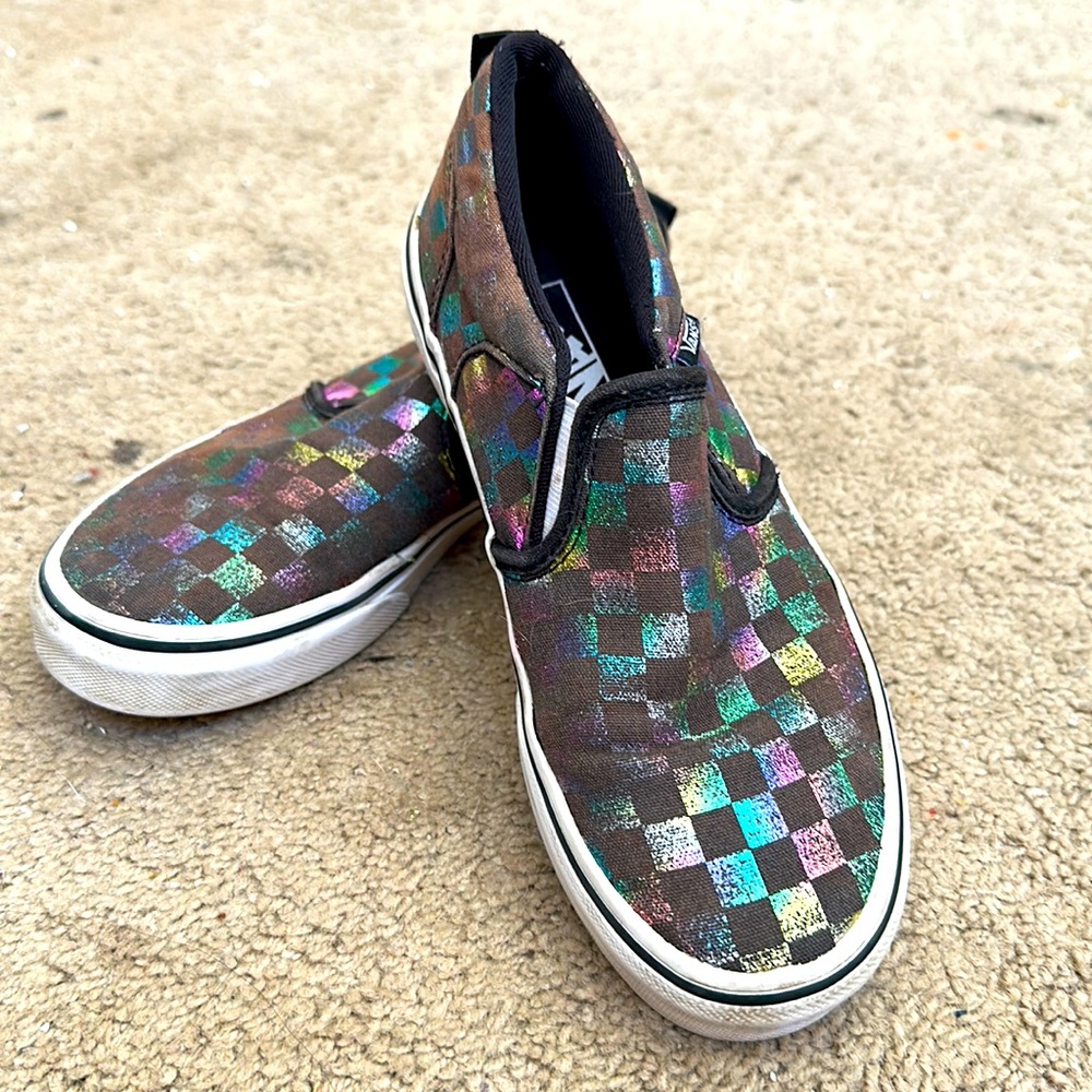 Kids Vans metallic checkerboard Slip On shoe